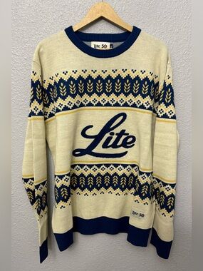 Miller Lite | 50th Anniversary Knit Christmas Sweater | Size XL